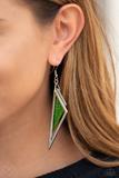 Paparazzi Evolutionary Edge - Green Acrylic Earrings